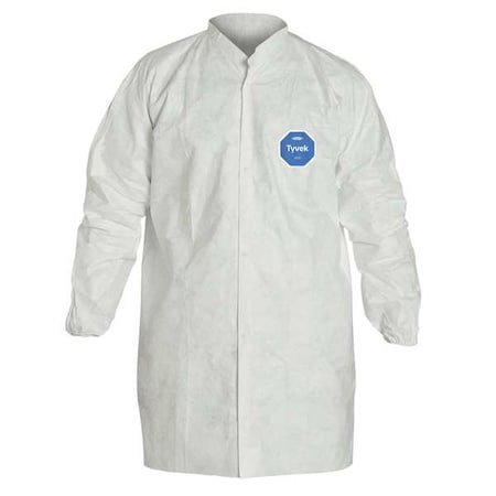Disposable Lab Coat, Tyvek(R) 400, 0 Pockets, Snaps, 30 PK