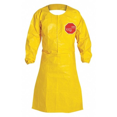 Apron, Polyethylene Coated High Density Polyethylene, Bound, 10 mil, 44 in, Yellow, XL, 25 PK