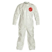 0 Coverall. Collar. Open Wrists and Ankles. Storm Flap with Adhesive Closure. White. 6X