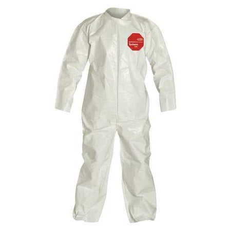0 Coverall. Collar. Open Wrists and Ankles. Storm Flap with Adhesive Closure. White. 5X