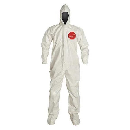 0 Standard Fit Hood. Elastic Wrists. Attached Socks. Storm Flap with Adhesive Closure. White. MD