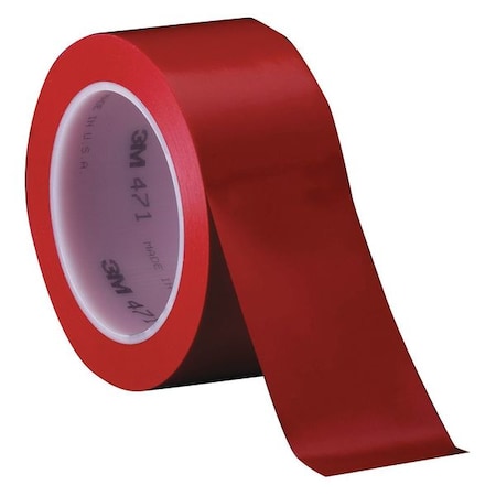 Floor Marking Tape, vinyl, No Legend, Red, 3 in W., 5.2 mil Thickness