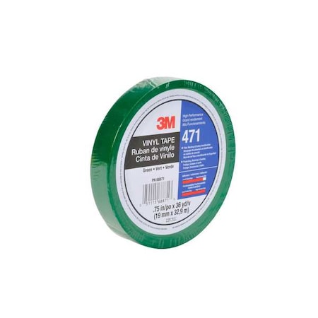 Floor Marking Tape, vinyl, No Legend, Green, 3/4 in W., 5.2 mil Thickness