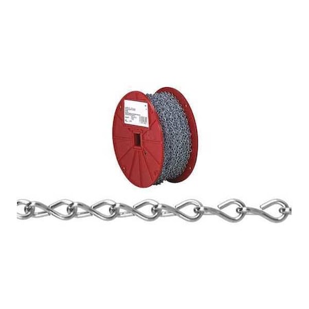 No 12 Single Steel Jack Chain, Zinc Plated, 200' per Reel