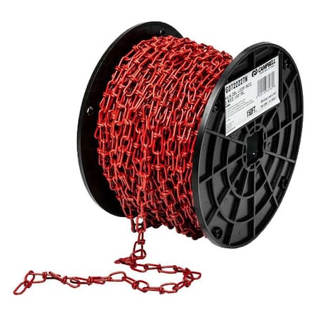 No. 3 Double Loop (Inco) Chain, Red Polycoat, 150' per Reel