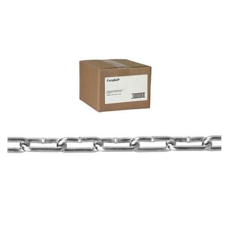 2/0 Straight Link Coil Chain, Zinc Plated, 100' per Carton
