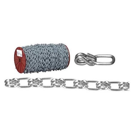 4/0 Lock Link Single Loop Chain, Wrapped, Zinc Plated, 100' per Reel