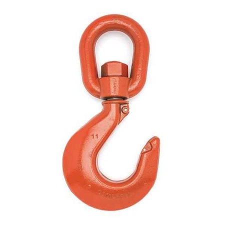 No. 2 Carbon Latched Swivel Hoist Hook, 3/4 Ton PL, Forged Carbon Steel, Painted Blue