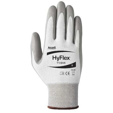 Hyflex Cut-Resistant Coated Gloves, A2 Cut Level, Polyurethane, White/Gray, XL (10), 1 Pair