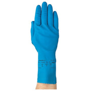 AlphaTec Chemical Resistant Gloves, Natural Rubber, 12 in L, 16 mil, Blue, 7, 1 PR