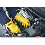 Electrical-Insulating Gloves, 1,000V AC, 1,500V DC, Rubber, 14" Length, Yellow, Size 12