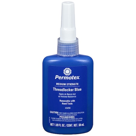 Threadlocker, PERMATEX, Blue, Medium Strength, Liquid, 50 mL Bottle