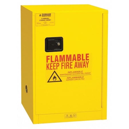 Flammable Safety Storage Cabinet, 12 gal, 1 Shelves, Steel, 23 in W x 35 in H x 18 in D, Yellow