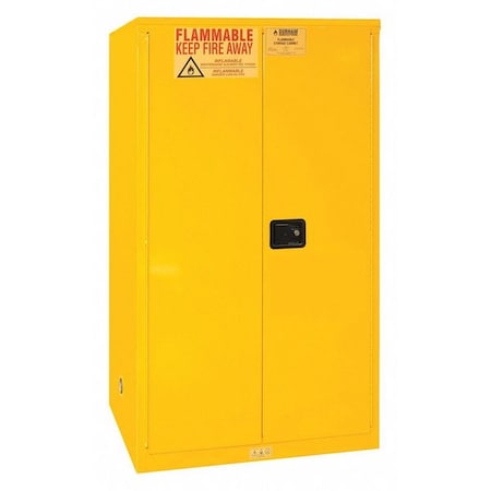 Flammable Safety Storage Cabinet, 60 gal, 2 Shelves, Steel, 34 in W x 65 in H x 34 in D, Yellow