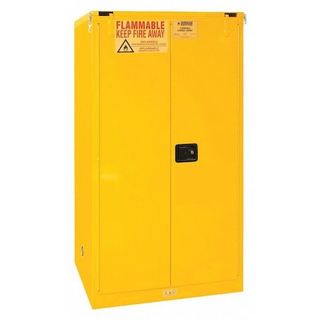 Flammable Safety Storage Cabinet, 60 gal, 2 Shelves, Steel, 34 in W x 66 1/2 in H x 34 in D, Yellow