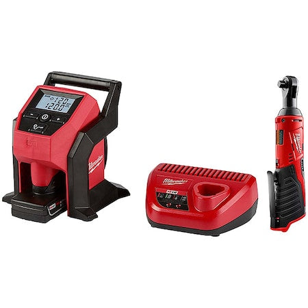 M12 Cordless 3/8" Ratchet + M12 Compact Inflator Kit