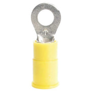 Ring Terminal, #8 Stud Size, 10 AWG, 1,000 V, Vinyl Insulated, Yellow, Crimp Termination Only