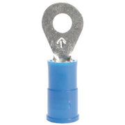 Ring Terminal, #10 Stud Size, 14 AWG, 1,000 V, Vinyl Insulated, Blue, Crimp Termination Only, 25 PK