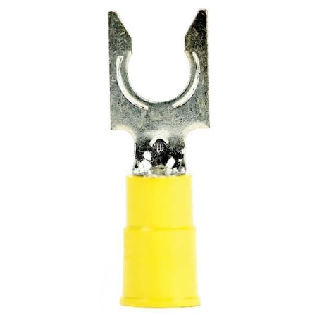 Fork Terminal, #10 Stud Size, 10 AWG, 1,000 V, Vinyl Insulated, Yellow, Crimp Termination Only