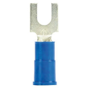 Fork Terminal, #10 Stud Size, 14 AWG, 1,000 V, Vinyl Insulated, Blue, Crimp Termination Only, 25 PK