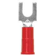 Fork Terminal, #8 Stud Size, 18 AWG, 1,000 V, Vinyl Insulated, Red, Crimp Termination Only, 25 PK