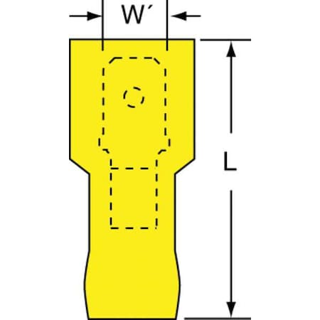 Male Disconnect, Yellow, 12-10AWG, PK25