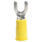 Fork Terminal, #10 Stud Size, 10 AWG, 1,000 V, Vinyl Insulated, Yellow, Crimp Termination Only