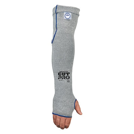 Cur-Resistant Sleeve, Cut Level A2, 18 in Length, Thumbhole, Gray, Universal Size