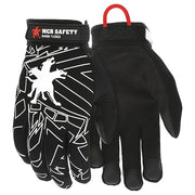 Mechanics Gloves, Spandex Back, Hook-and-Loop, Black, M