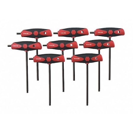 8 Piece Metric T-Shape Hex Key Set, 33496
