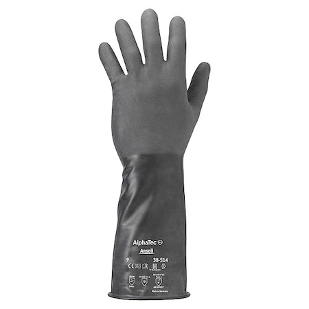 AlphaTec Chemical Resistant Gloves, Butyl, 14 in L, 14 mil, Black, 10, 1 PR