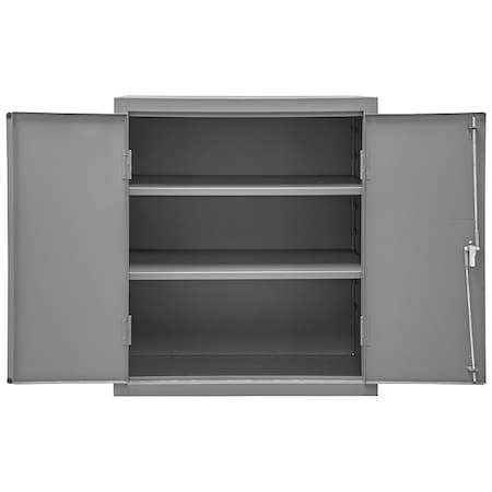 Shelving Storage Cabinet, 42 in H, 36 in W, 24 in D, Swing, Keyed, Gray, 2 Shelves, 0 Drawers
