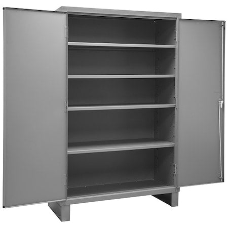 Shelving Storage Cabinet, 78 in H, 48 in W, 24 in D, Swing, Keyed, Gray, 4 Shelves, 0 Drawers
