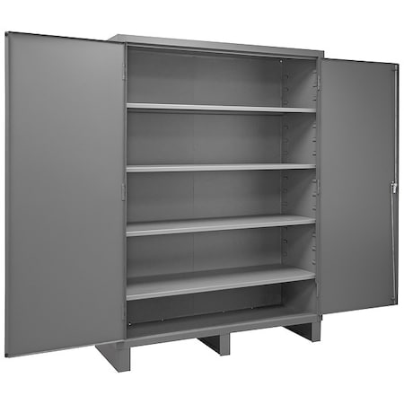 Shelving Storage Cabinet, 84 in H, 60 in W, 24 in D, Swing, Keyed, Gray, 4 Shelves, 0 Drawers