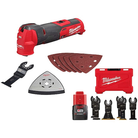 M12 FUEL Oscillating Multi-Tool + OPEN-LOK Multi-Tool Blade Variety Kit 6PC + M12 CP2.0 Battery