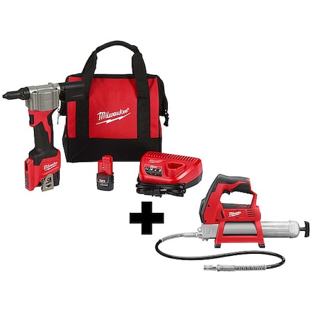 M12 Rivet Tool Kit + M12 Cordless LITHIUM-ION Grease Gun