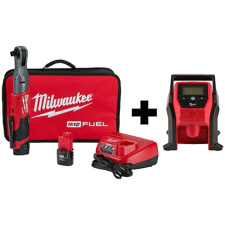 M12 FUEL 1/2" Ratchet 2-Battery Kit + M12 Compact Inflator