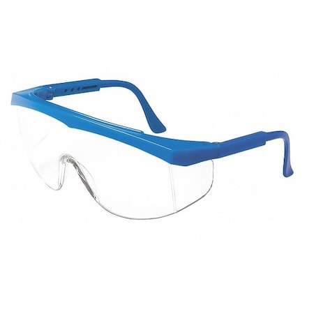SS1, Safety Glasses, Anti-Scratch, Clear Lens, Blue Frame, Half Frame