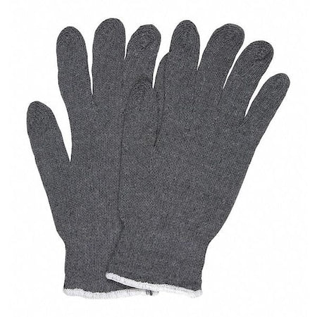 Knit Gloves, Cotton Polyester Blend, None Uncoated, Gray, S, 12 PK