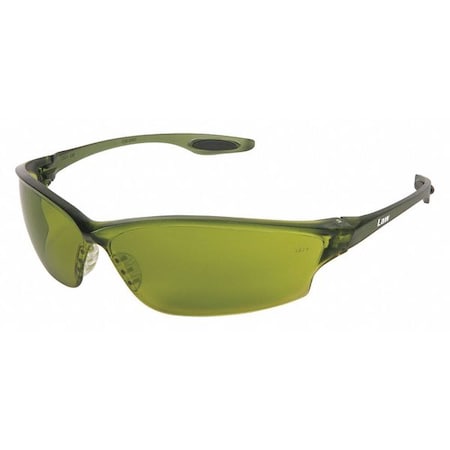 Law (LW2), Welding Safety Glasses, Anti-Scratch, Green Filter 2.0 Lens, Green Frame, Frameless