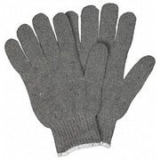 Knit Gloves, Cotton Polyester Blend, None Uncoated, Gray, S, 12 PK
