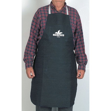 Blue Denim Apron, 27 in Wide x 36 in Long, Two Front Pockets, Includes Neck and Waist Ties, One Size