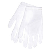 Inspection Gloves, Nylon, 9.5 in Length, Mediumweight, White, Size L ,12 PK