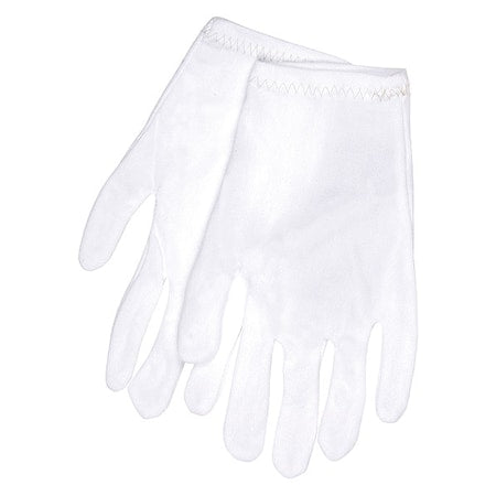 Inspection Gloves, Nylon, 9.5 in Length, Mediumweight, White, Size L ,12 PK