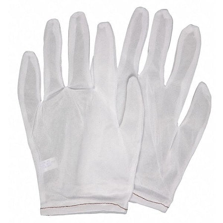 Reversible Inspection Gloves, Nylon, 8.5 in Length, Light, White, Size S ,12 PK