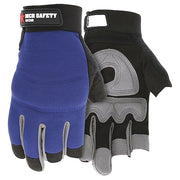 Fingerless Glove, Spandex(R), Synthetic Leather, Hook-and-Loop Cuff, Wing Thumb, Partial Finger, XL