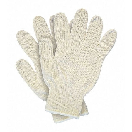Knit Gloves, Back: Natural; Hem: White, L, 12 PK
