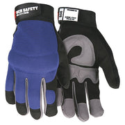 Leather Palm Gloves, Spandex(R), Synthetic Leather, Hook-and-Loop Cuff, Wing Thumb, Full Finger, XL