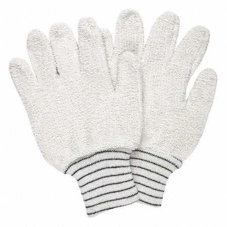 Knit Gloves, Not Rated Abrasion Level, White, 12 PK