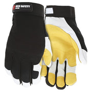 Mechanics Gloves, Foam, Goatskin, Spandex(R), Hook-and-Loop Cuff, Wing Thumb, Full Finger, S